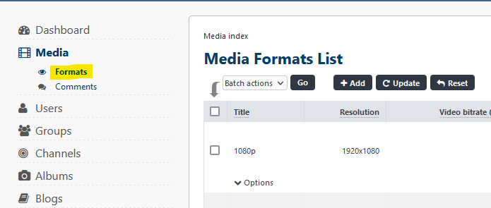 VIMP media formats