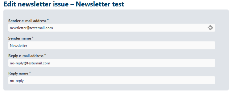 VIMP newsletter issue email settings