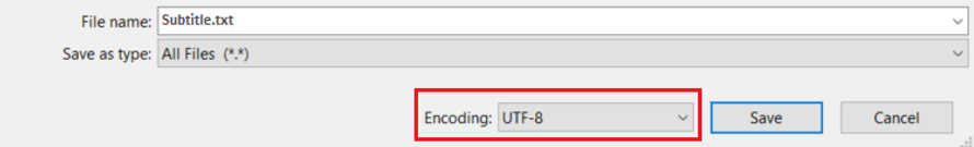 Subtitle file encoding