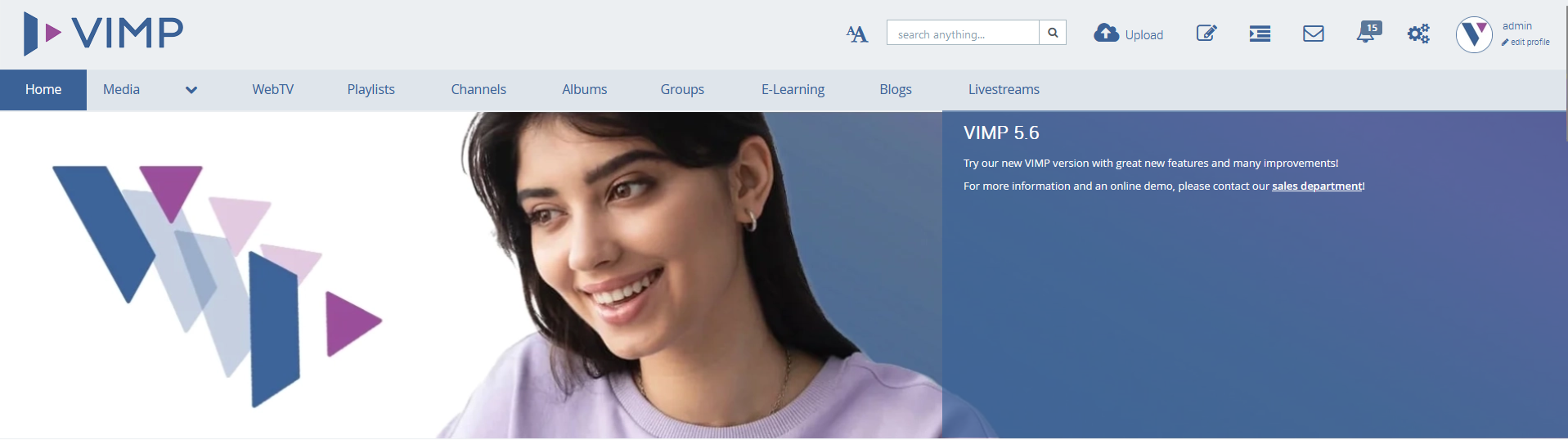 VIMP slider on the start page