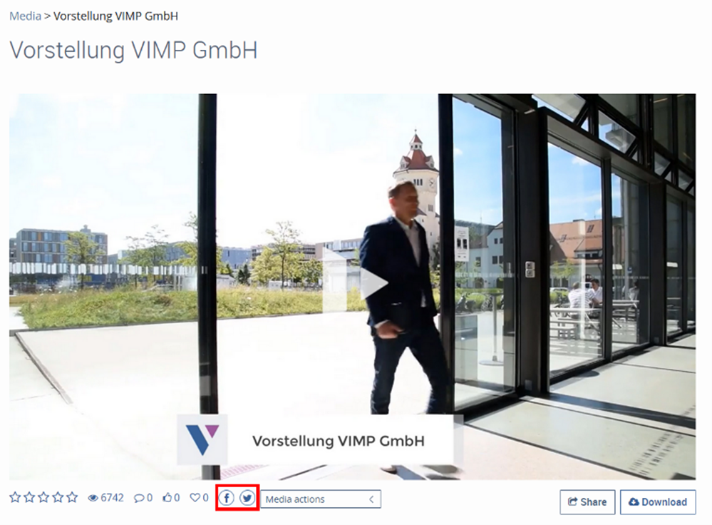 VIMP social media sharing