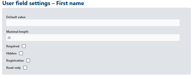 VIMP user field settings