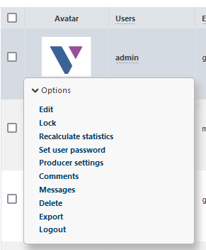 VIMP user index