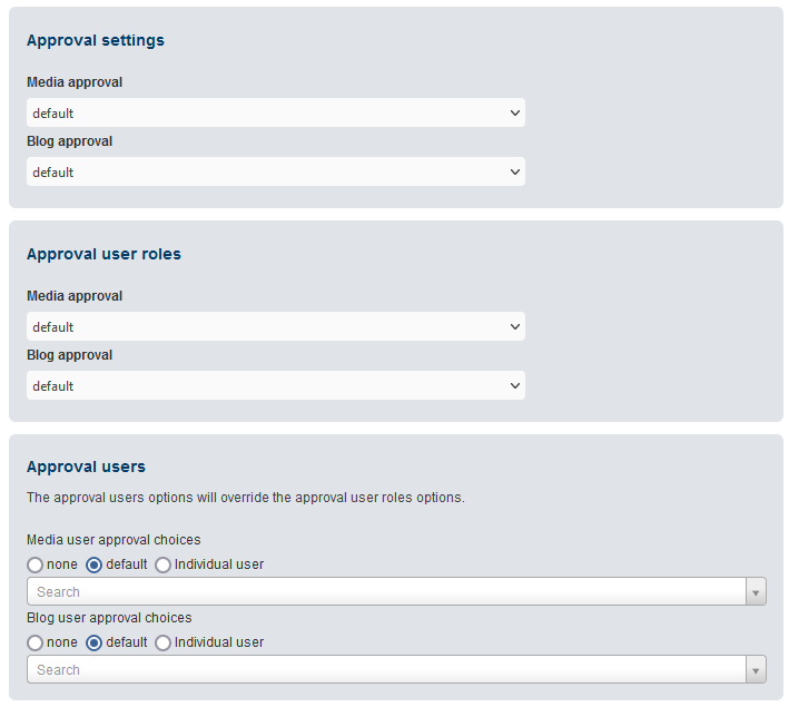 VIMP workflow process user settings