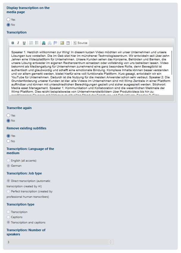 VIMP Medien Transkription